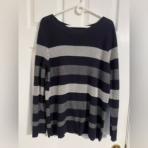 Striped Navy and White Lightweight Women’s Sweater